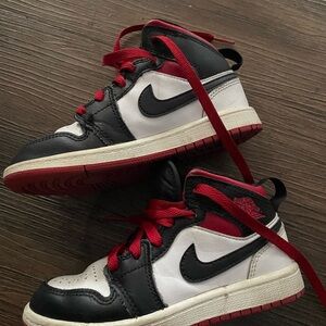 Jordan Kids Black, Red, and White Sneakers